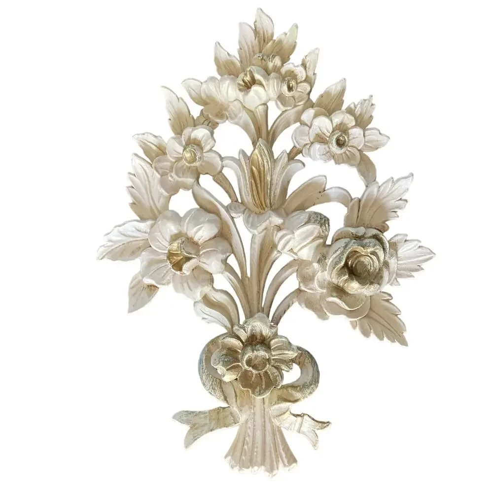 Vintage EuroMarchi Italy‎ Gold Gilt Floral Wall Decor Hollywood Regency Set Pair